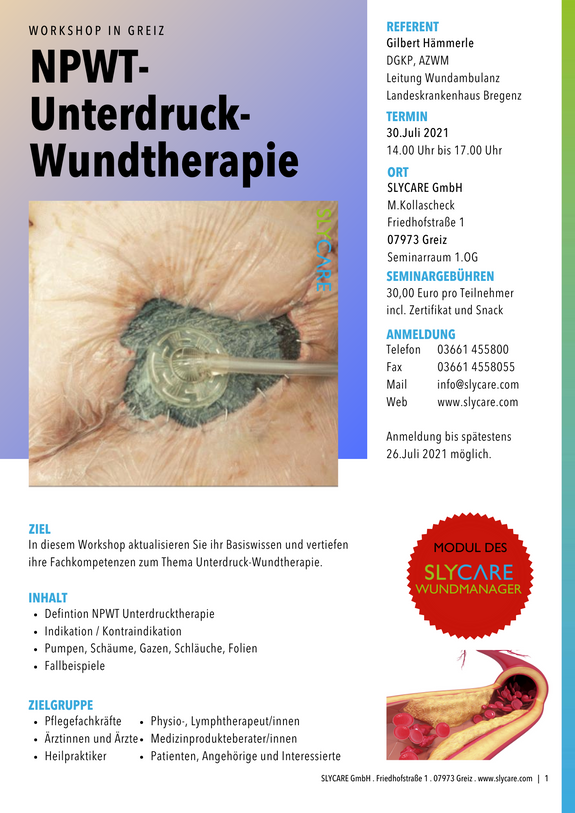 SLYCARE Workshop "NPWT-Unterdruck-Wundtherapie" - 30.07.2021 Eintrittskarte